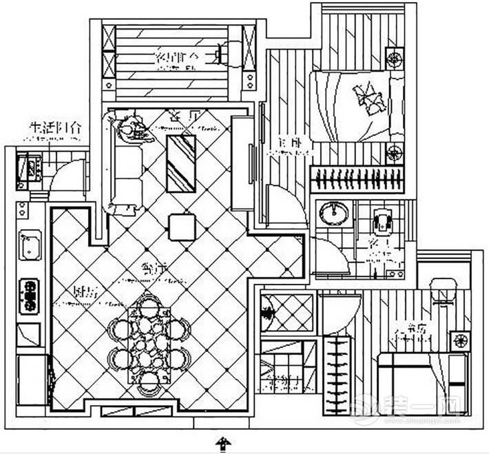 77平米二居室户型图